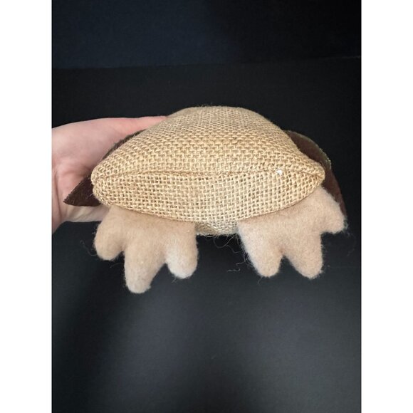 Fall Burlap Owl With Orange Bow Tie & Felt Details - Rustic Autumn Decor - Picture 5 of 9